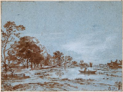 River Landscape by Moonlight by Aert van der Neer